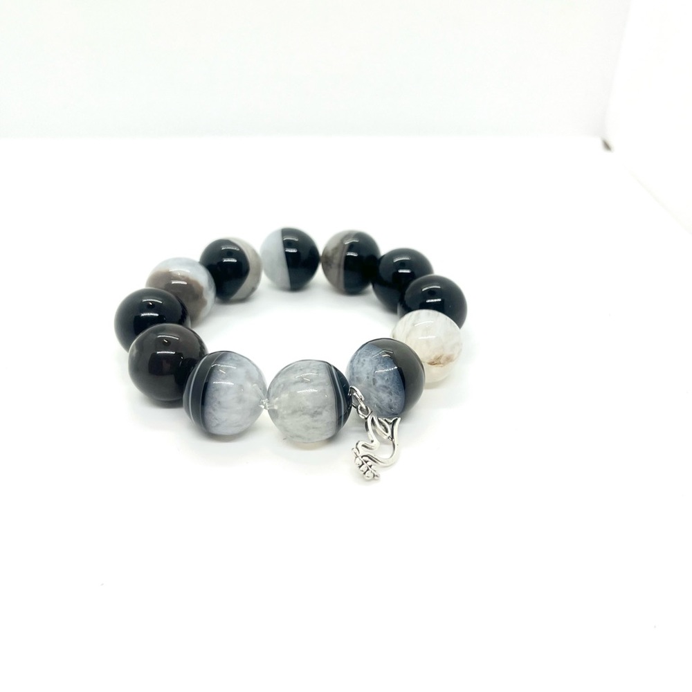COPY - Black white blended agate bracelet